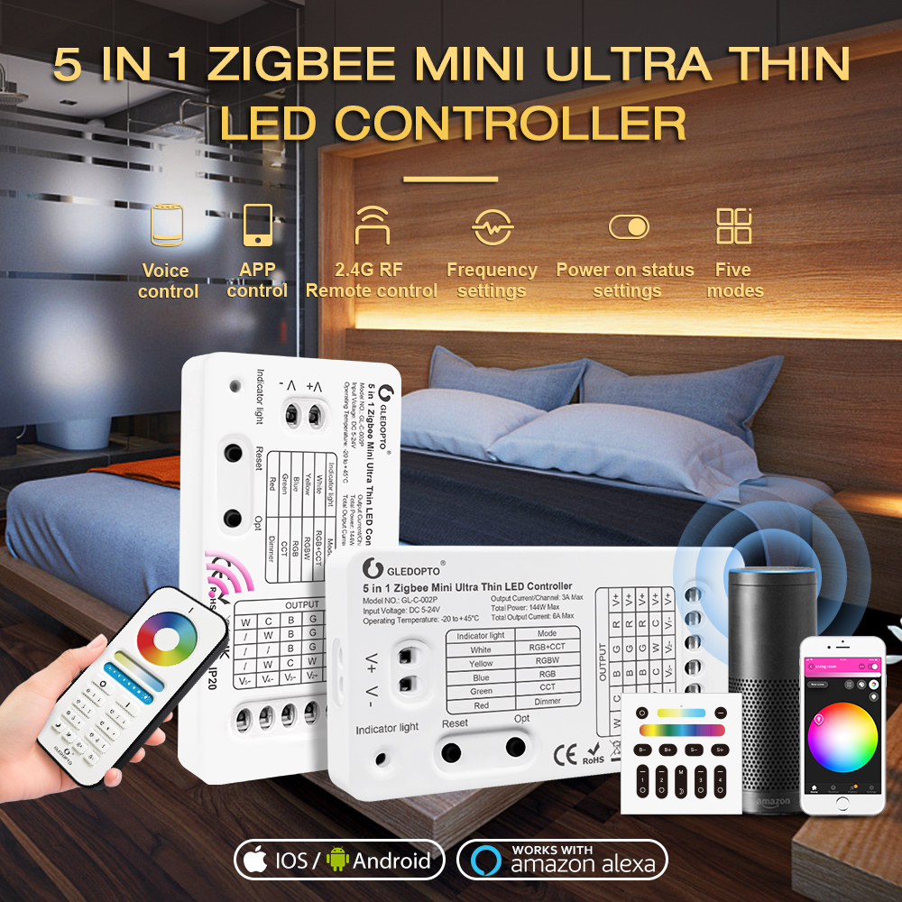 Zigbee3.0 5In1 Mini LED Controller Wireless Control DC5-24V Zigbee3.0 5In1 Mini LED Controller Wireless Control DC5-24V